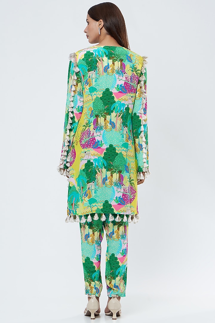 Multi-Colored Crepe Printed Cigarette Pant Set by PS Pret by Payal Singhal at Pernia's Pop Up Shop