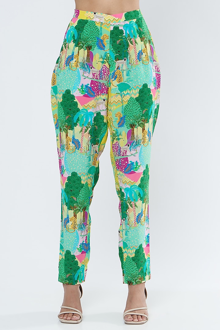 Multi-Colored Crepe Printed Cigarette Pant Set by PS Pret by Payal Singhal at Pernia's Pop Up Shop