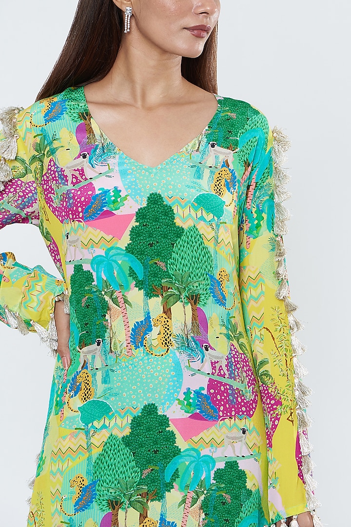 Multi-Colored Crepe Printed Cigarette Pant Set by PS Pret by Payal Singhal at Pernia's Pop Up Shop