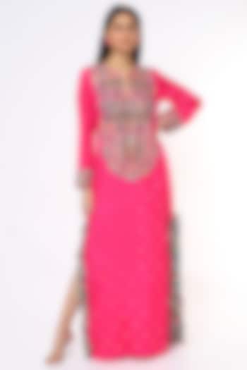 Hot Pink Embroidered Kaftan by Payal Singhal