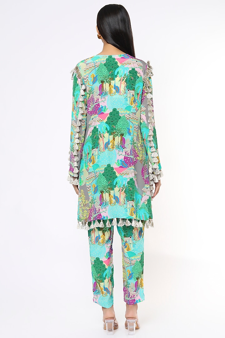 Multi-Colored Crepe Printed Cigarette Pant Set by PS Pret by Payal Singhal at Pernia's Pop Up Shop