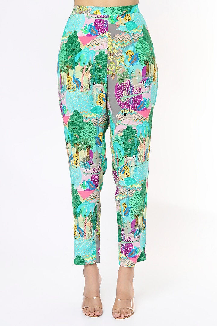 Multi-Colored Crepe Printed Cigarette Pant Set by PS Pret by Payal Singhal at Pernia's Pop Up Shop