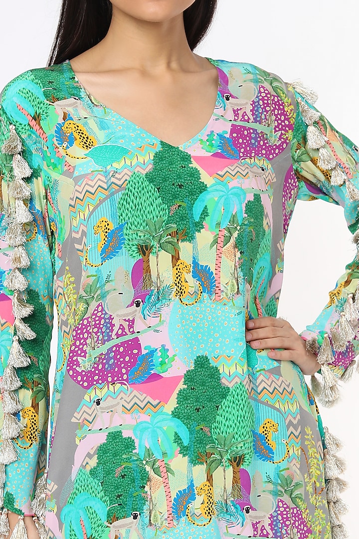 Multi-Colored Crepe Printed Cigarette Pant Set by PS Pret by Payal Singhal at Pernia's Pop Up Shop