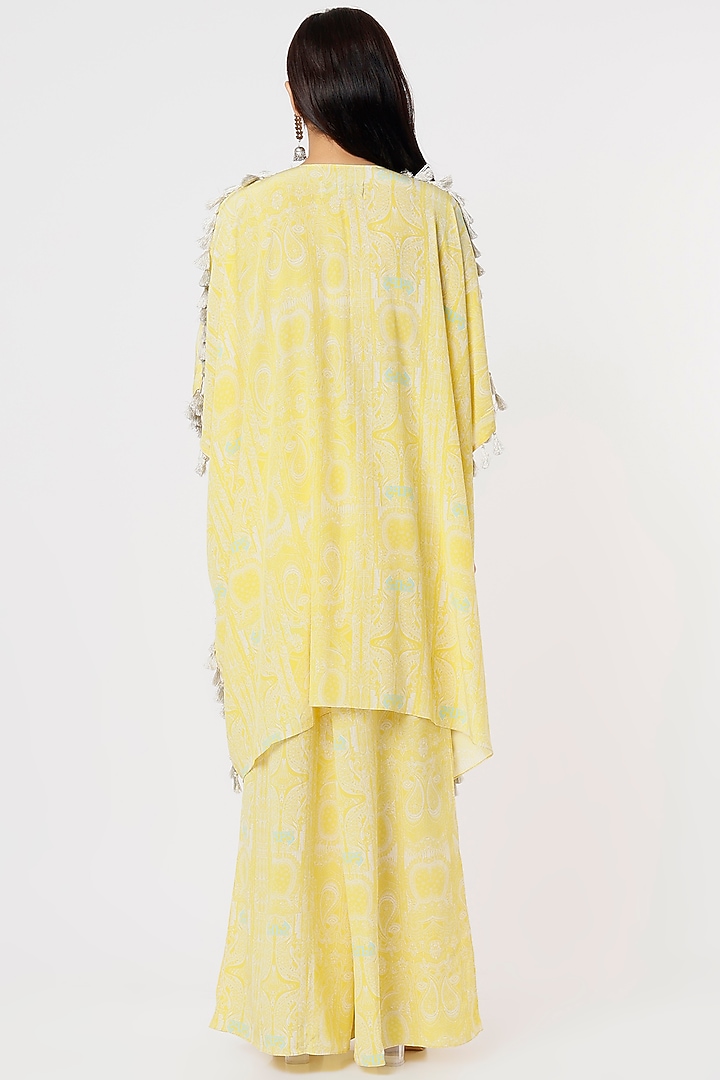 Yellow Printed & Embroidered Kaftan Set by Payal Singhal at Pernia's Pop Up Shop