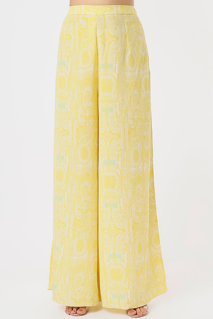 Yellow Printed & Embroidered Kaftan Set by Payal Singhal at Pernia's Pop Up Shop