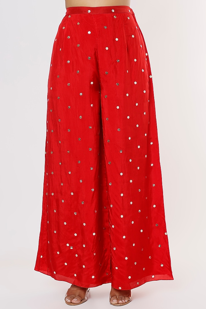 Cadmium Red Embroidered Kaftan Set by Payal Singhal at Pernia's Pop Up Shop