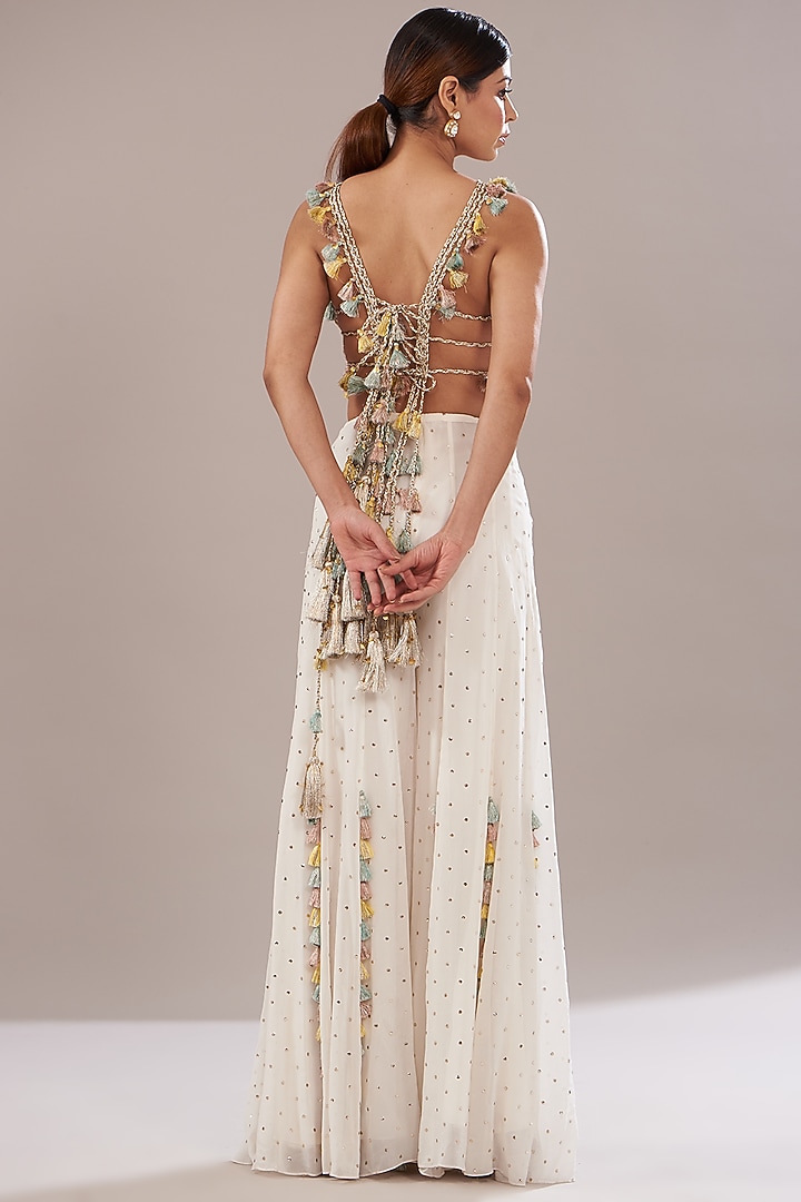 Off-White Mukaish Silk Wedding Sharara Set by Payal Singhal at Pernia's Pop Up Shop