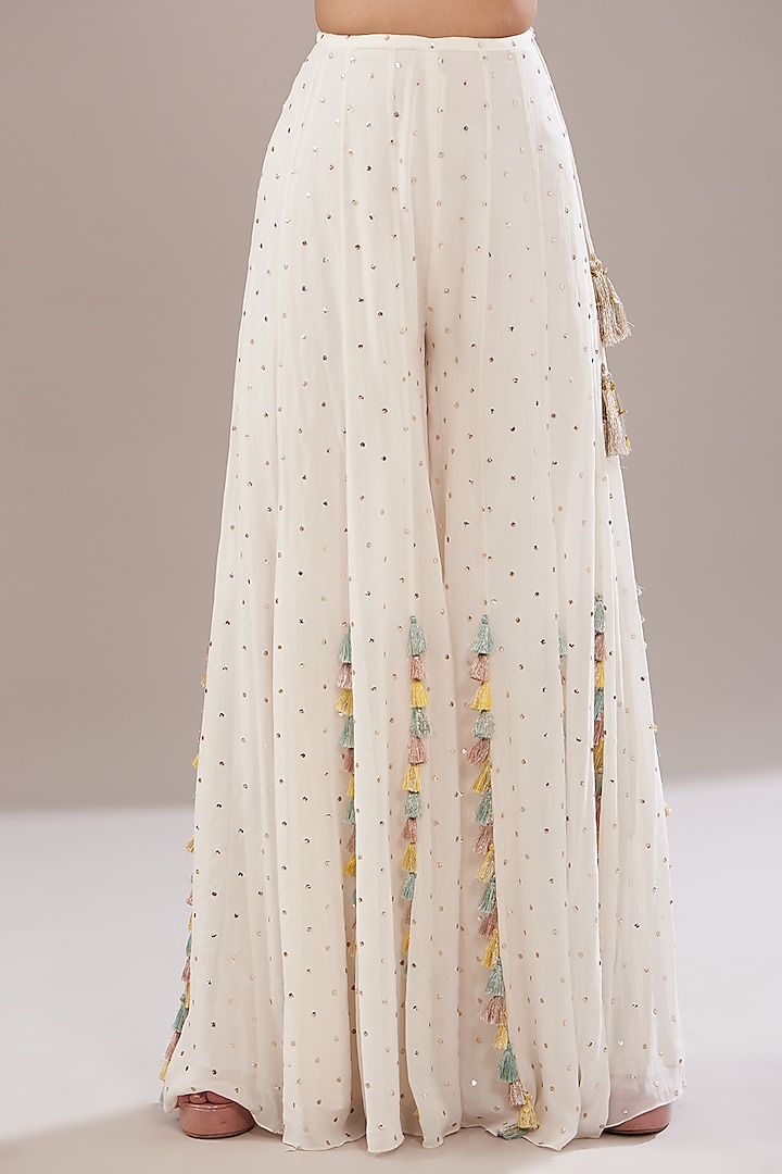 Off-White Mukaish Silk Wedding Sharara Set by Payal Singhal at Pernia's Pop Up Shop