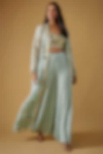 Powder Blue Georgette Bridal Sharara Set by Payal Singhal at Pernia's Pop Up Shop