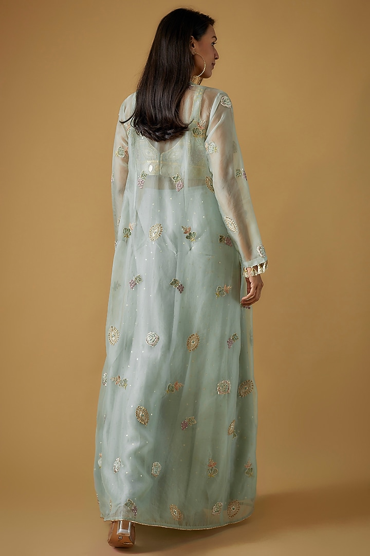 Powder Blue Georgette Bridal Sharara Set by Payal Singhal at Pernia's Pop Up Shop