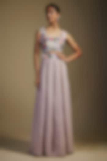 Lilac Georgette Hand Embroidered Wedding Lehenga Set by Payal Singhal at Pernia's Pop Up Shop