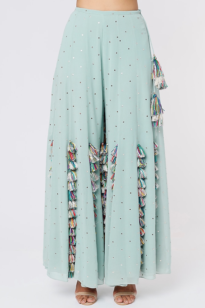 Aqua Blue Georgette Wedding Sharara Set by Payal Singhal at Pernia's Pop Up Shop