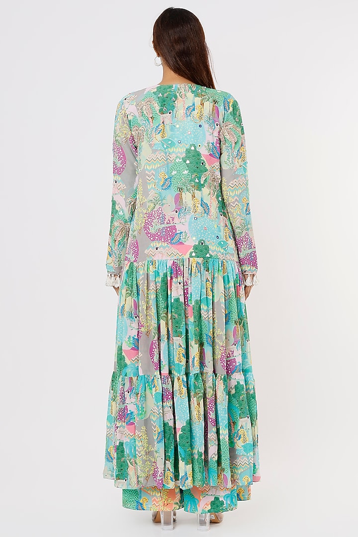 Green Crepe Jacket Set by Payal Singhal at Pernia's Pop Up Shop