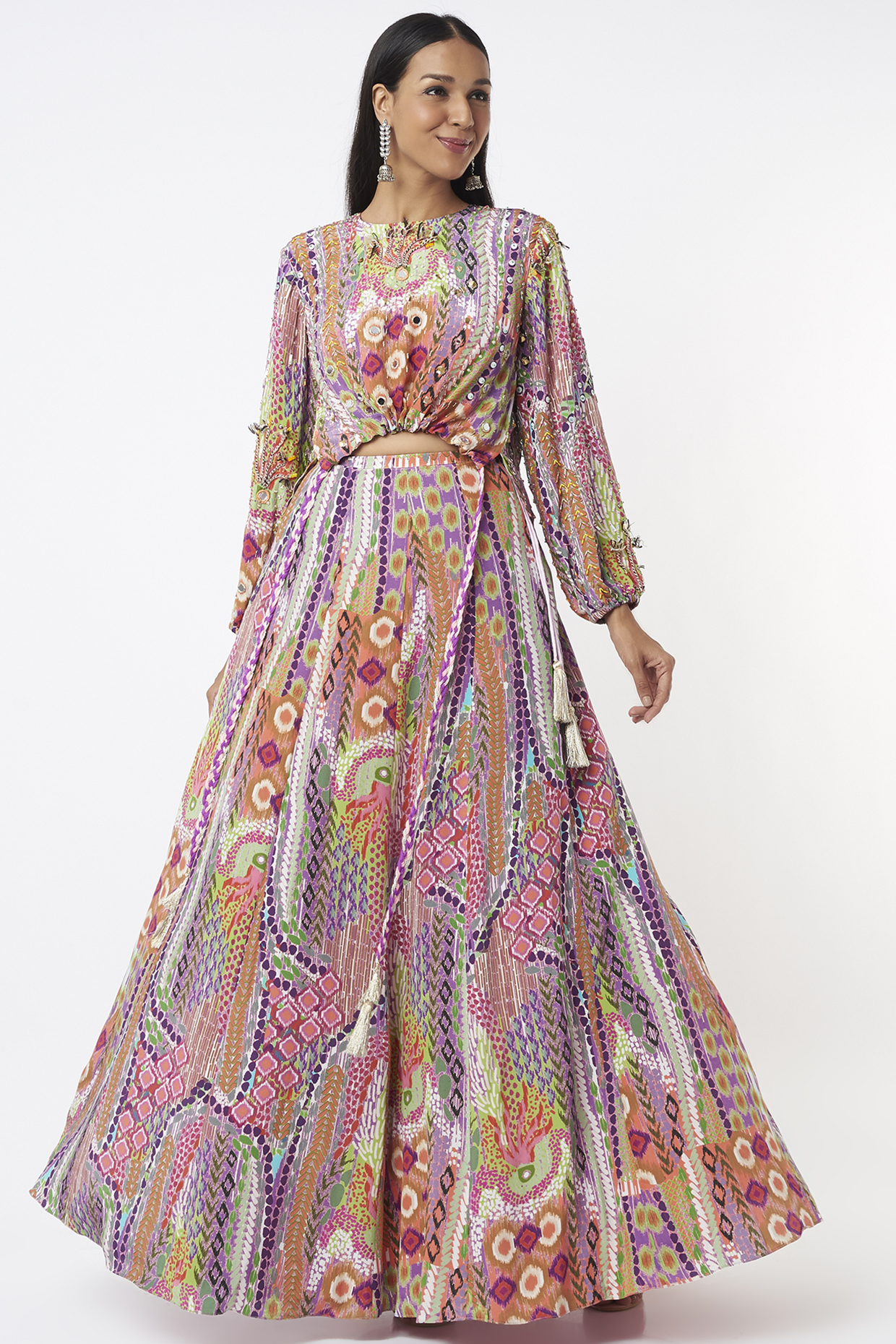 Multi-Colored Printed Skirt Set by Payal Singhal at Pernia's Pop Up Shop