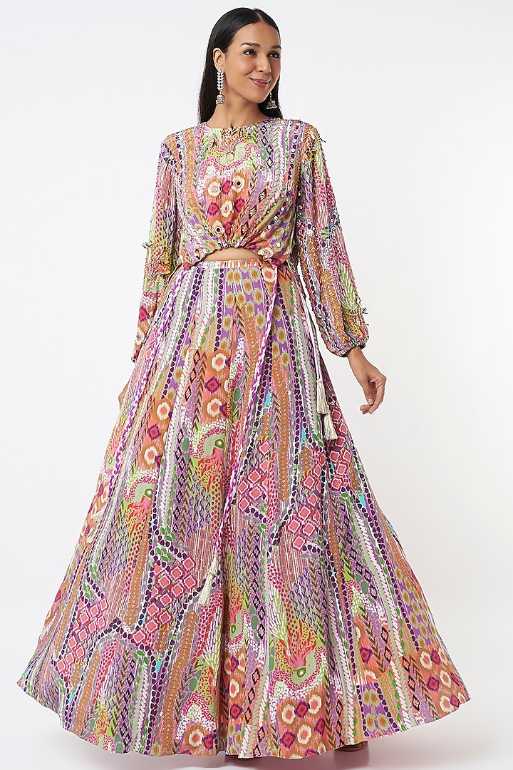 Multi-Colored Printed Skirt Set by Payal Singhal at Pernia's Pop Up Shop
