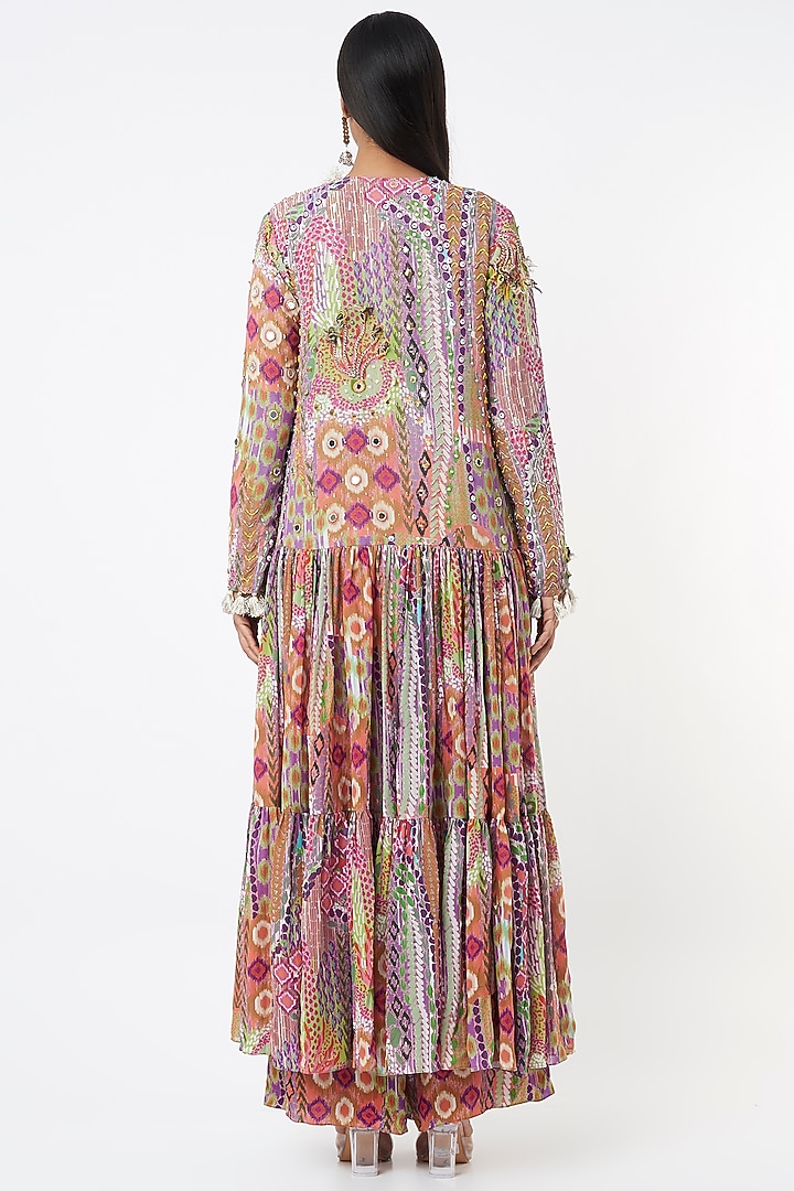 Mauve Printed Jacket Set by Payal Singhal at Pernia's Pop Up Shop