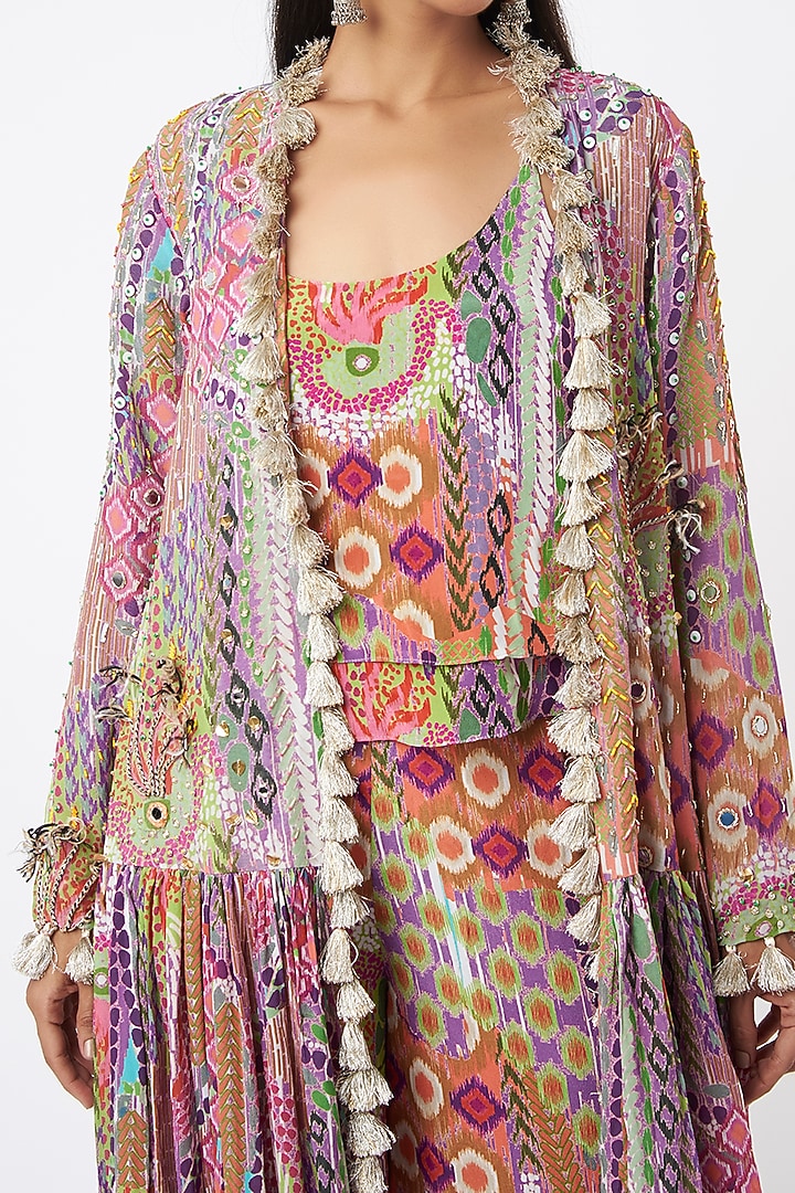 Mauve Printed Jacket Set by Payal Singhal at Pernia's Pop Up Shop