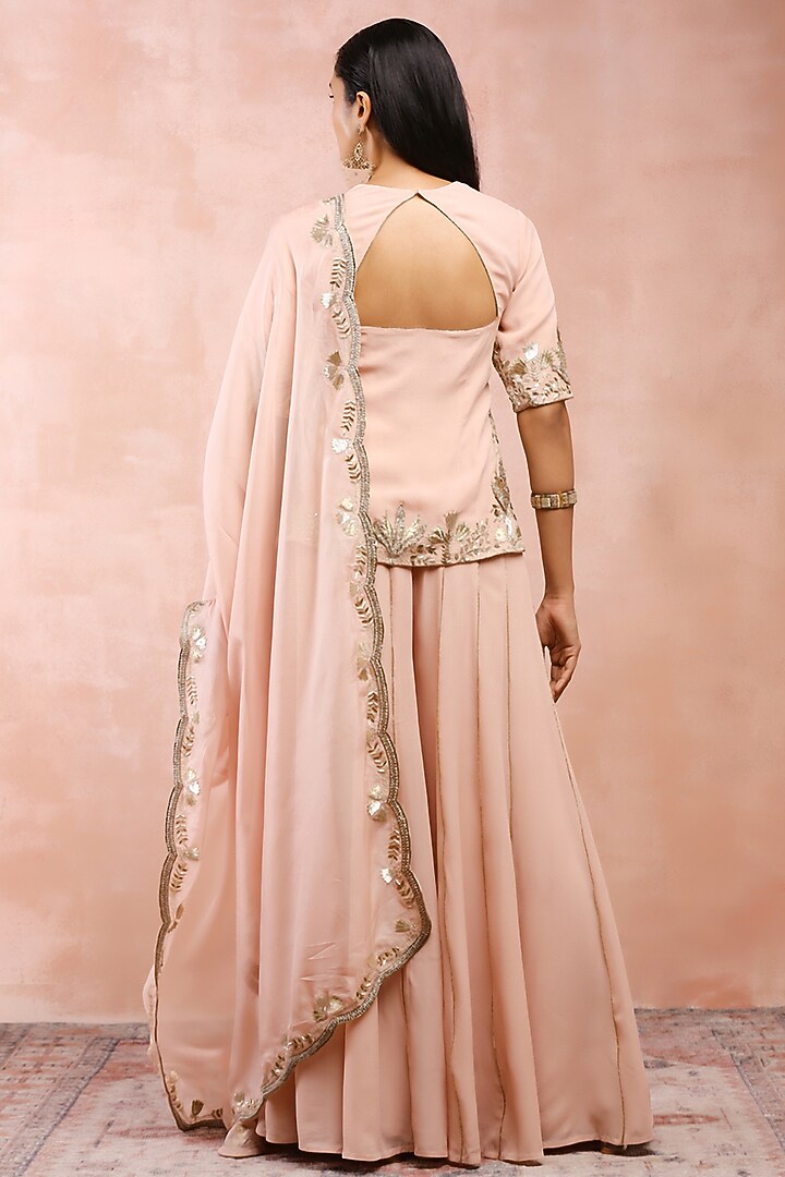 Rose Pink Georgette Bridal Sharara Set by Payal Singhal at Pernia's Pop Up Shop