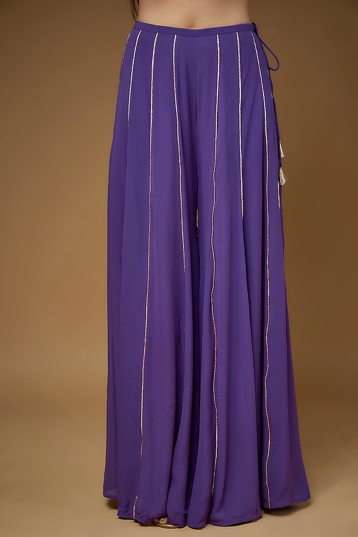 Purple Georgette Embroidered Bridal Sharara Set by Payal Singhal at Pernia's Pop Up Shop