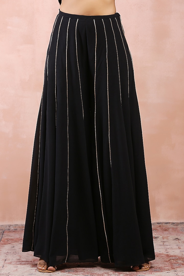 Black Georgette Bridal Sharara Set by Payal Singhal at Pernia's Pop Up Shop