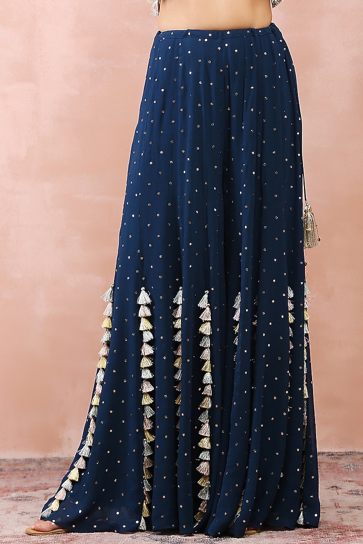 Teal Blue Georgette Wedding Sharara Set by Payal Singhal at Pernia's Pop Up Shop