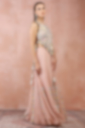 Rose Pink Georgette Wedding Sharara Set by Payal Singhal at Pernia's Pop Up Shop