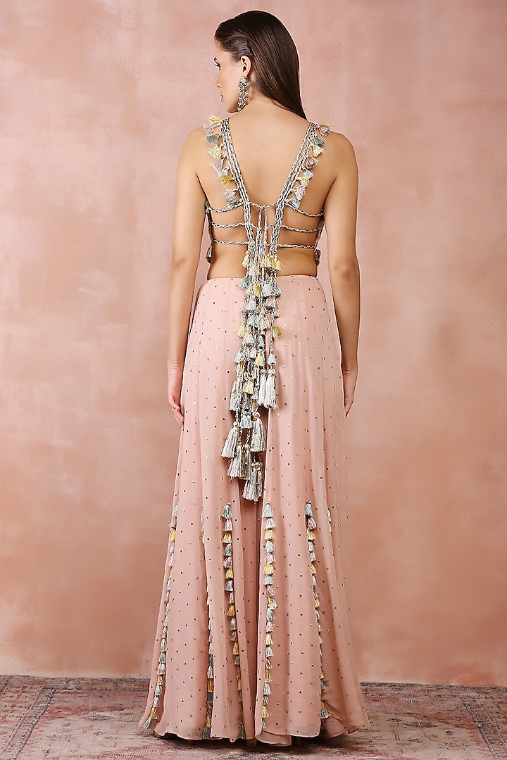 Rose Pink Georgette Wedding Sharara Set by Payal Singhal at Pernia's Pop Up Shop