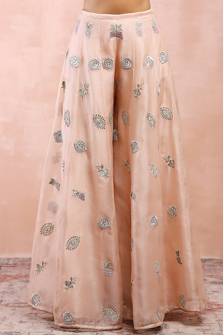 Rose Pink Organza Embroidered Bridal Sharara Set by Payal Singhal at Pernia's Pop Up Shop