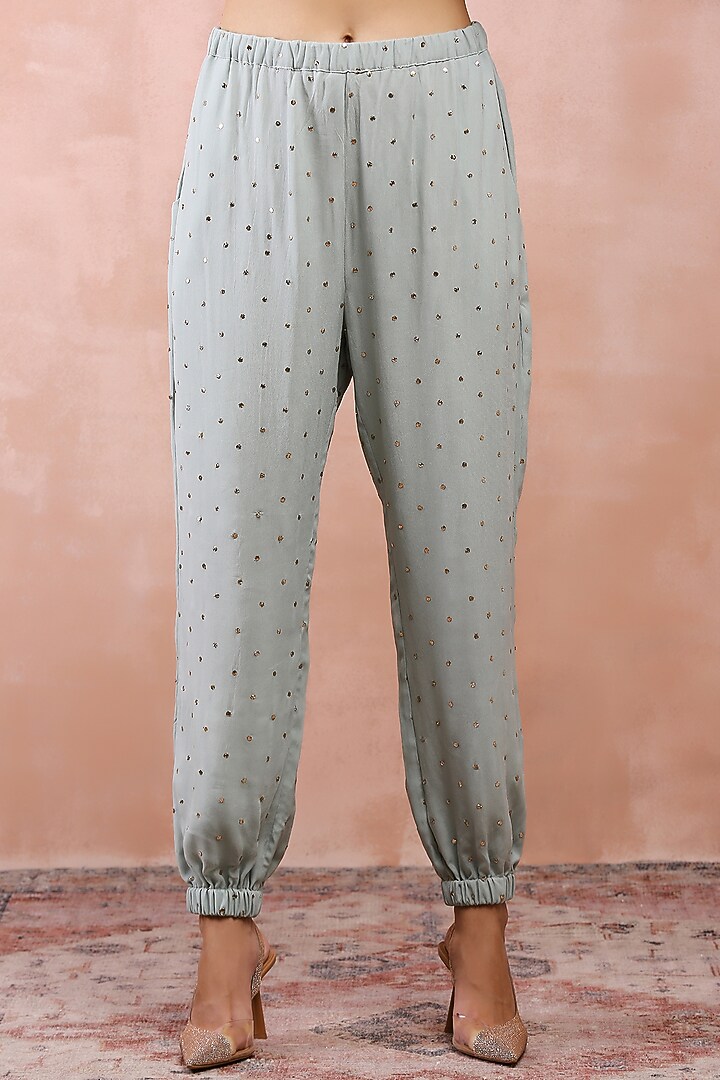 Powder Blue Georgette Embroidered Kaftan Set by Payal Singhal at Pernia's Pop Up Shop