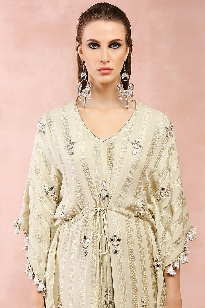 Mint Banarasi Georgette Embroidered Kaftan by Payal Singhal at Pernia's Pop Up Shop