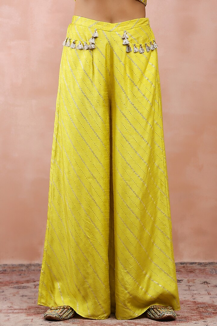 Lime Dola Silk Palazzo Pant Set by Payal Singhal at Pernia's Pop Up Shop