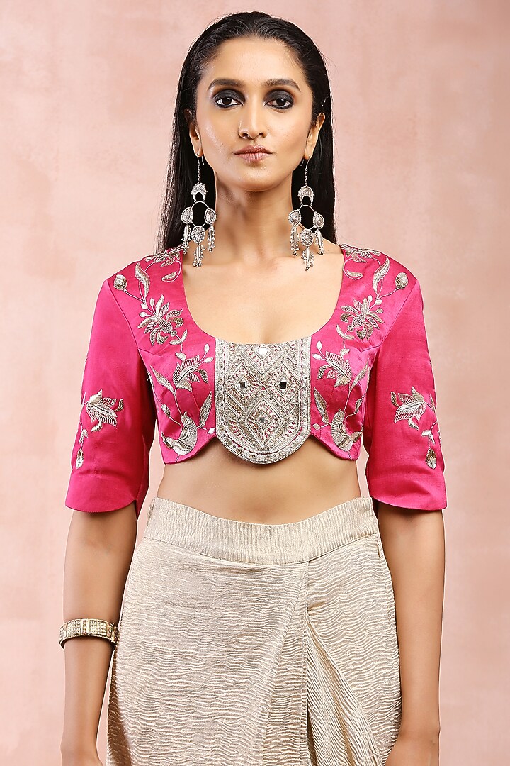 Silver Organza Crushed Tissue Reception Saree Set by Payal Singhal at Pernia's Pop Up Shop