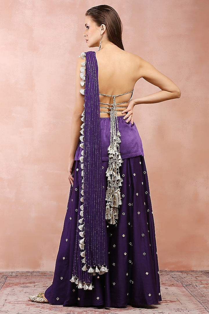 Purple Silk Mul Wedding Sharara Set by Payal Singhal at Pernia's Pop Up Shop
