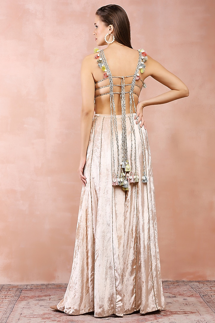 Ivory Velvet Wedding Sharara Set by Payal Singhal at Pernia's Pop Up Shop