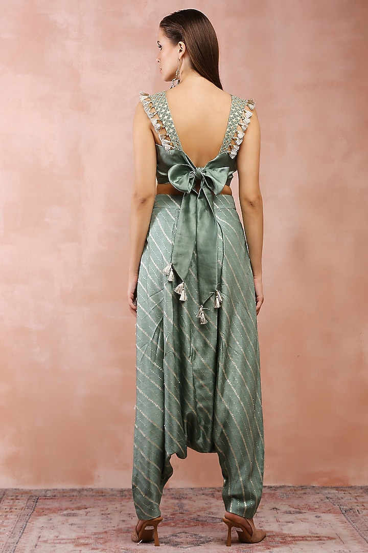 Sage Green Dola Silk Co-Ord Set by Payal Singhal at Pernia's Pop Up Shop