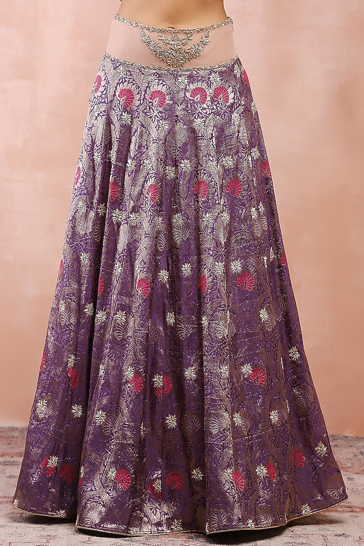 Purple Brocade Embroidered Wedding Lehenga Set by Payal Singhal at Pernia's Pop Up Shop