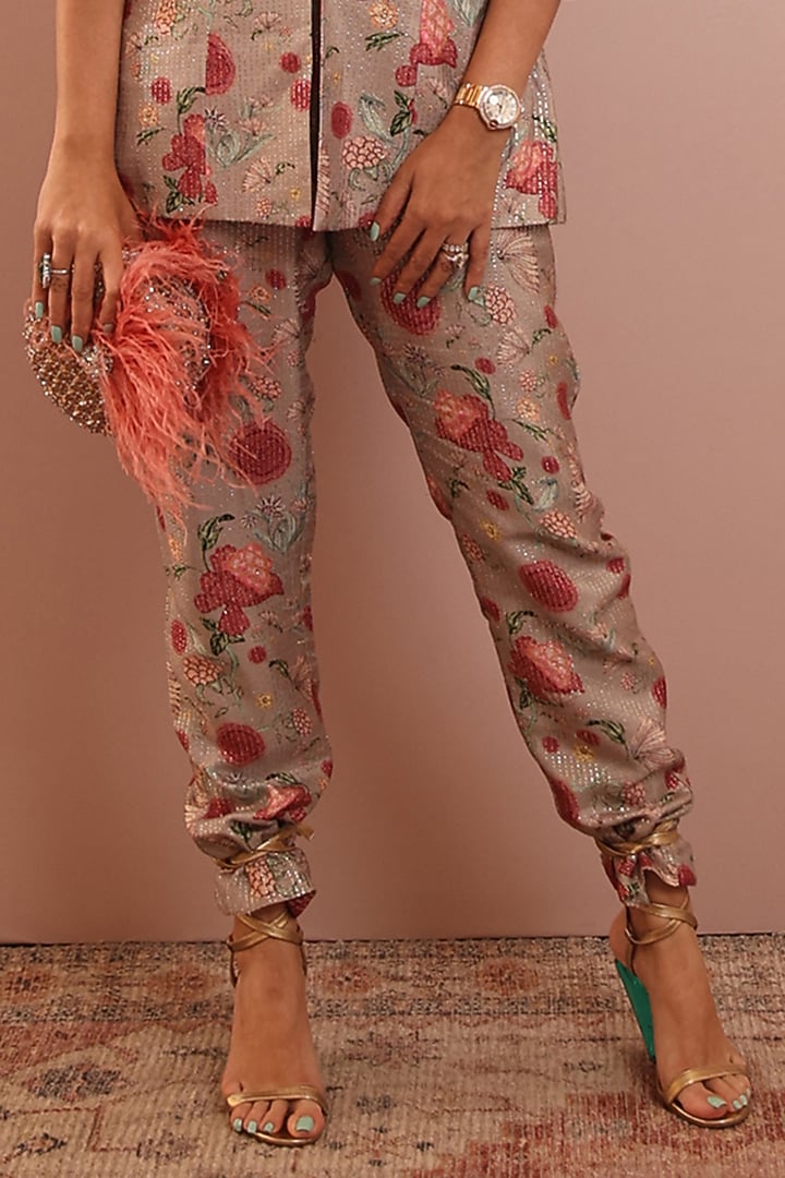 Grey Lurex Printed Blazer Set by PS Pret by Payal Singhal at Pernia's Pop Up Shop