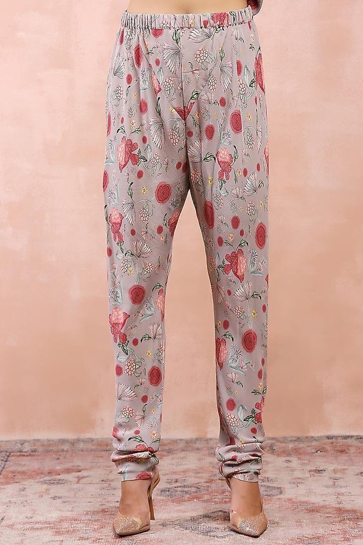Grey Crepe Printed Kurta Set by Payal Singhal at Pernia's Pop Up Shop