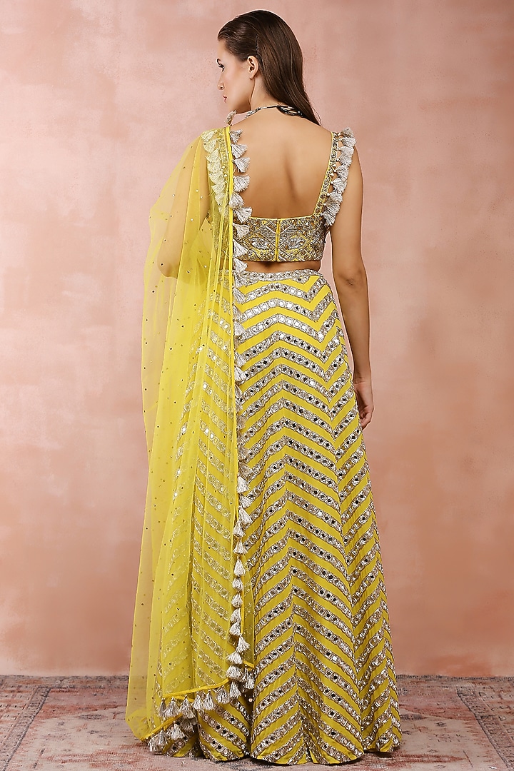 Yellow Georgette Embroidered Bridal Lehenga Set by Payal Singhal at Pernia's Pop Up Shop