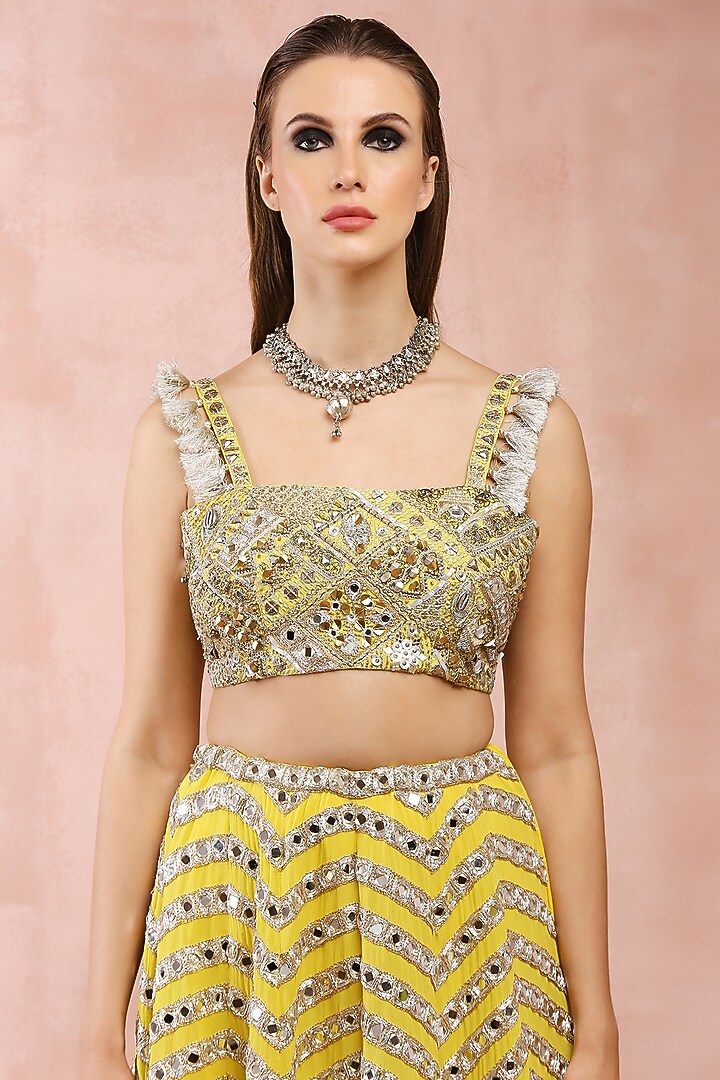 Yellow Georgette Embroidered Bridal Lehenga Set by Payal Singhal at Pernia's Pop Up Shop
