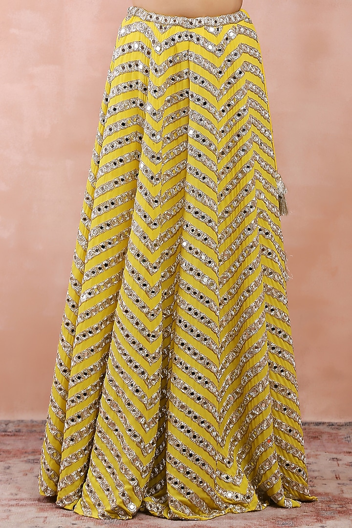 Yellow Georgette Embroidered Bridal Lehenga Set by Payal Singhal at Pernia's Pop Up Shop