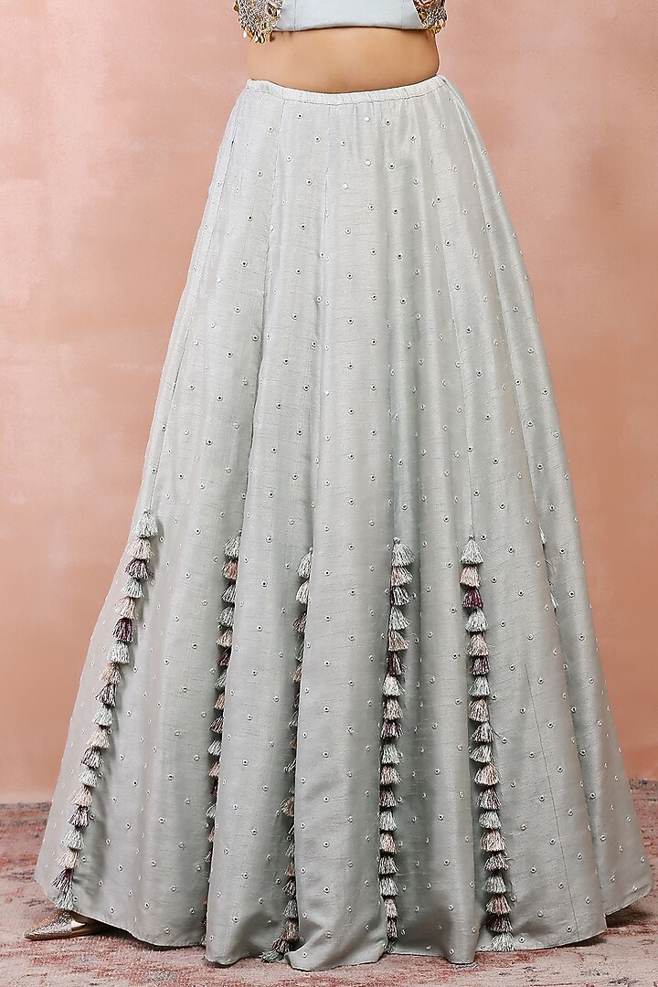 Powder Blue Alba Silk Embroidered Wedding Lehenga Set by Payal Singhal at Pernia's Pop Up Shop