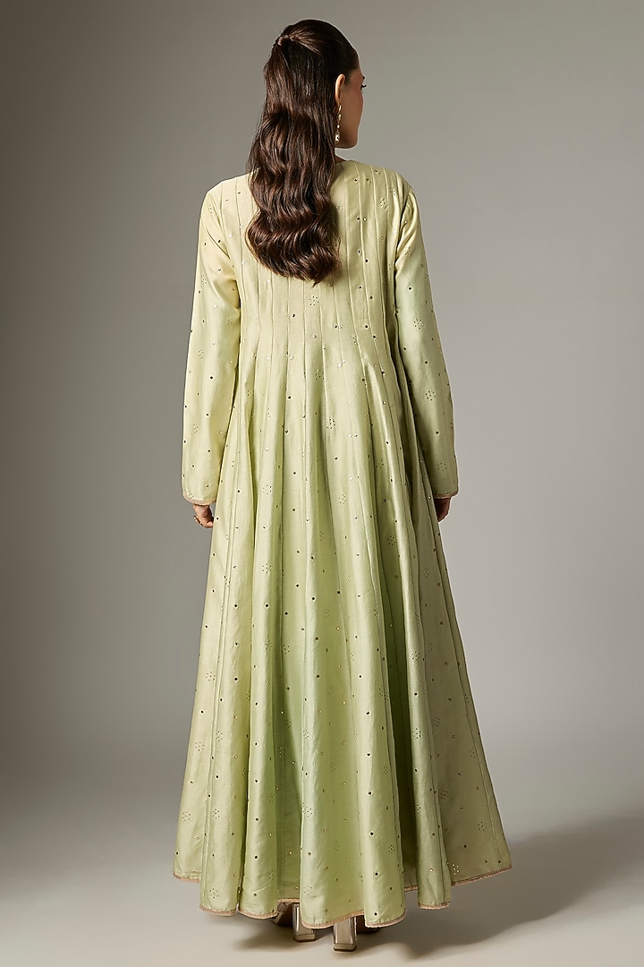 Mint Silk Mul Embroidered Kurta Set by Payal Singhal at Pernia's Pop Up Shop