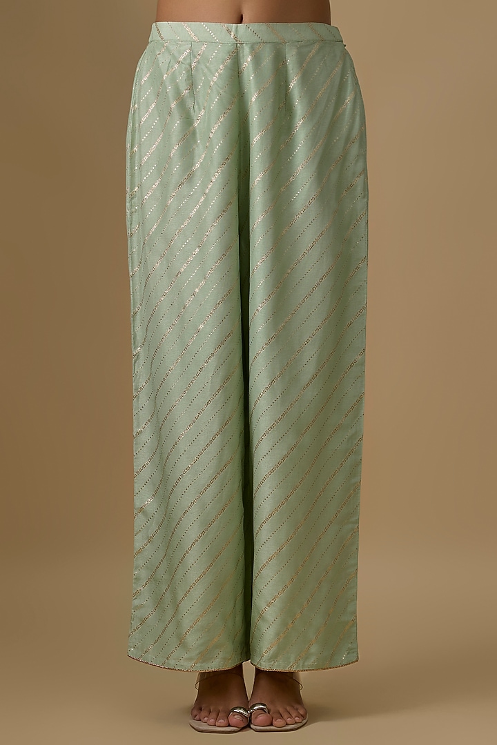 Mint Green Dola Silk Embroidered Kurta Set by Payal Singhal at Pernia's Pop Up Shop