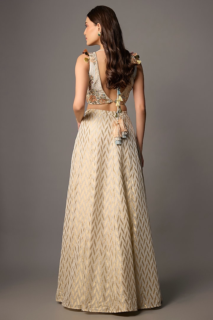 Off-White Pure Georgette Embroidered Wedding Lehenga Set by Payal Singhal at Pernia's Pop Up Shop