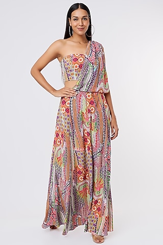 Multi-Colored Digital Printed Skirt Set by PS Pret by Payal Singhal