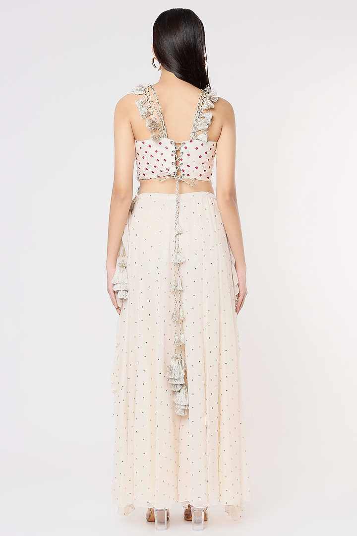 White Mukaish Georgette Wedding Sharara Set by Payal Singhal at Pernia's Pop Up Shop