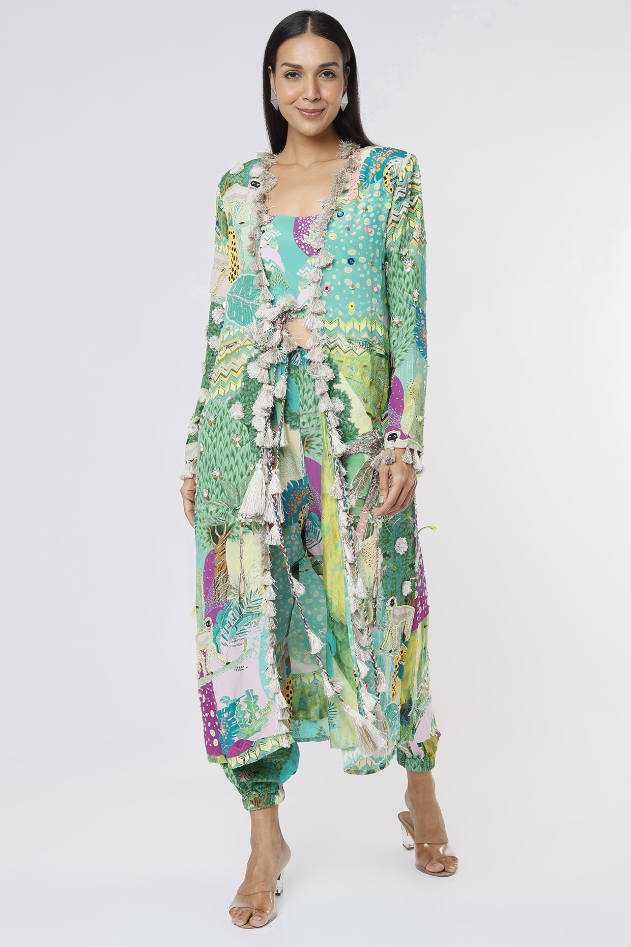 Multi-Colored Printed Jacket Set by Payal Singhal