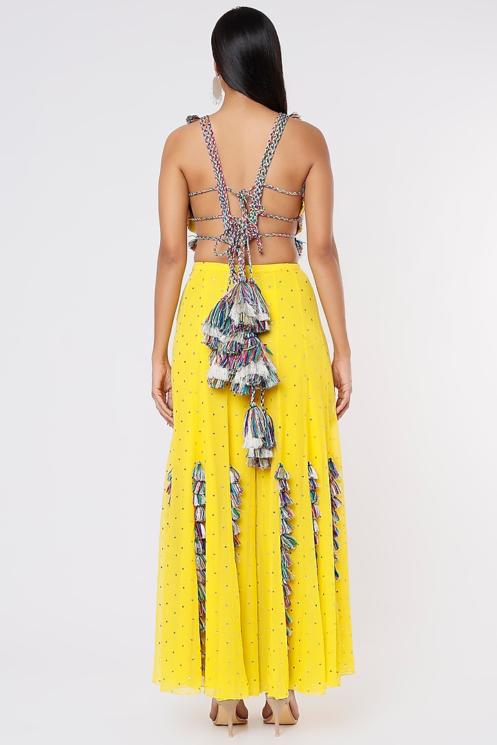 Yellow Georgette Wedding Sharara Set by Payal Singhal at Pernia's Pop Up Shop