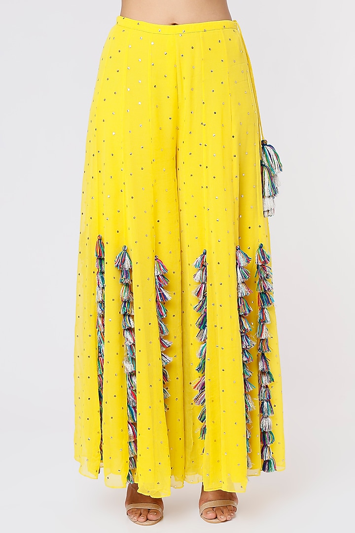 Yellow Georgette Wedding Sharara Set by Payal Singhal at Pernia's Pop Up Shop